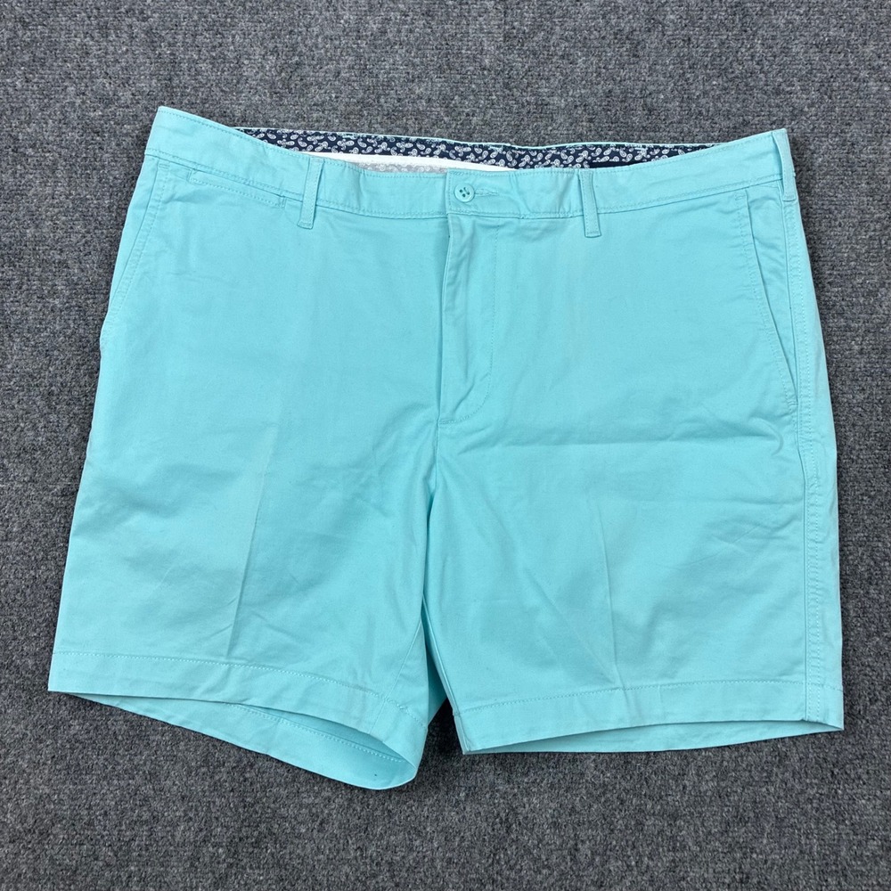 Cremieux Soho Comfort Stretch Aqua Blue Chino Shorts Mens Size 38W Flat Front